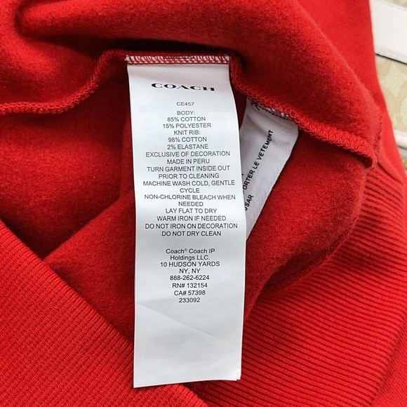 Coach CE457 XS Signature Ski Crewneck Fleece Sweatshirt Red Catskills NWT $298 - Picture 8 of 15